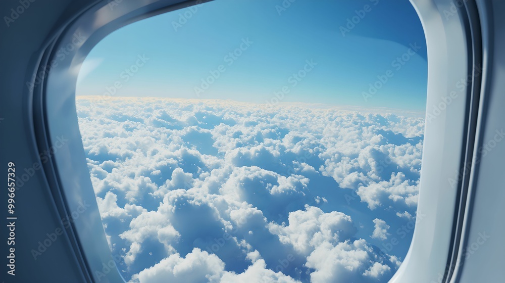 Airplane Passenger View From Window Seat During Daytime Flight, sky, clouds, journey, air Airplane Passenger View From Window Seat During Daytime Flight, sky, clouds, journey, air