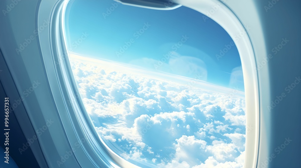 Airplane Passenger View From Window Seat During Daytime Flight, sky, clouds, journey, air Airplane Passenger View From Window Seat During Daytime Flight, sky, clouds, journey, air