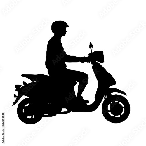 Electric scooter Silhouette Vector on white background, Man Riding an electric Scooter Silhouette vector illustration.