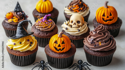 Halloween cupcake muffin with icing frosting topping.