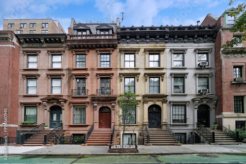Row of elegant old townhouses, upper east side of Manhattan
