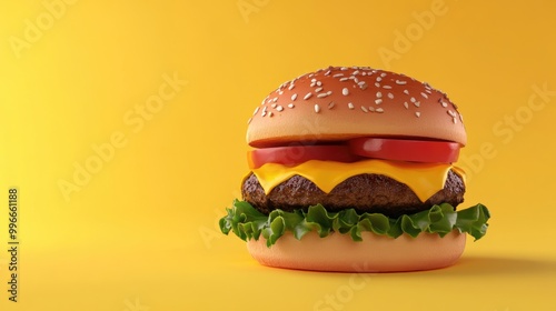 3D illustration of a gourmet burger emphasizing health and fitness with a focus on calorie conscious dining photo