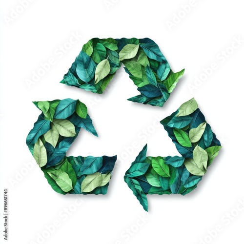 Eco-friendly symbol made of vibrant leaves promoting sustainability and environmental awareness. photo