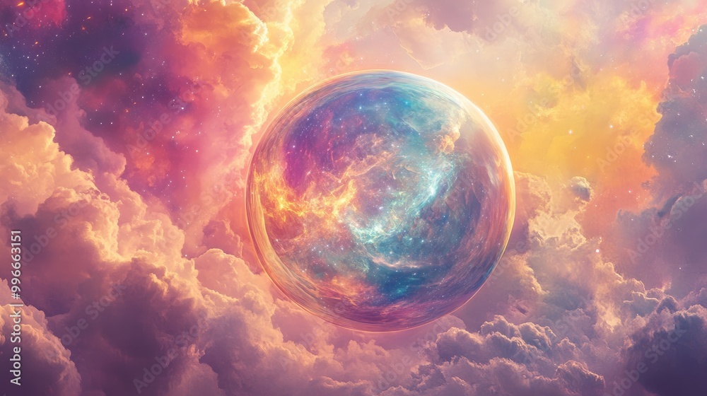 Electric Cosmic Sphere within a Colorful Nebula Cloud Formation Electric Cosmic Sphere within a Colorful Nebula Cloud Formation