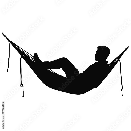 Hammock Vacation Silhouette Isolated on White Background – Vector Art