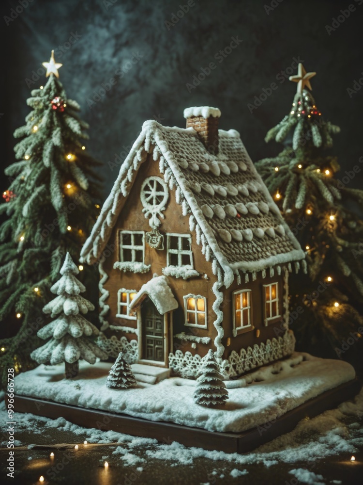 Gingerbread house decorated with colorful candies