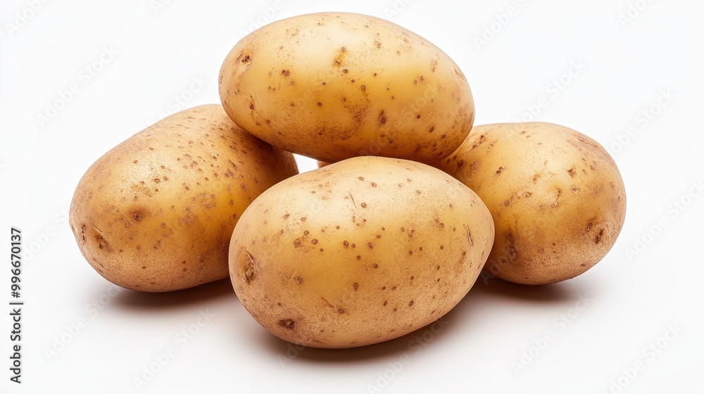 Four large potatoes are piled on top of each other Four large potatoes are piled on top of each other