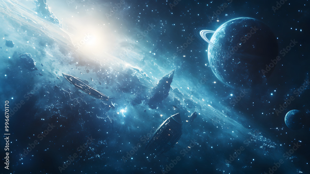sky with swirling nebulae and distant galaxies, a cosmic canvas of light and darkness sky with swirling nebulae and distant galaxies, a cosmic canvas of light and darkness