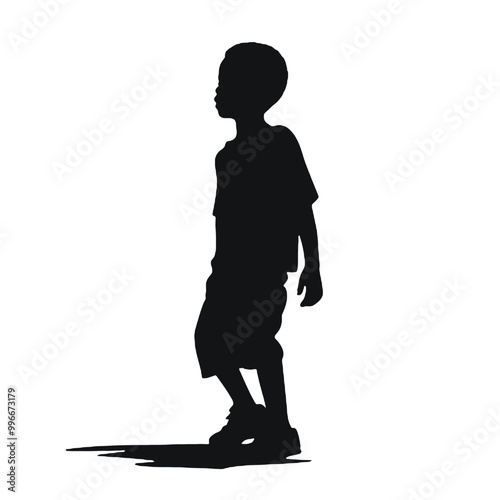 Silhouette of African Kid – Transparent Background Vector Logo, Ideal for Tattoos and Stickers