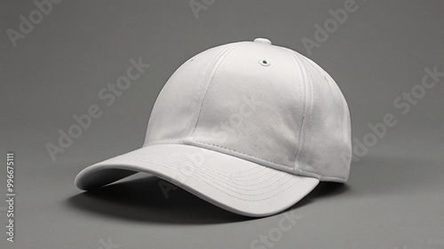 Classic White Baseball Cap in Minimalist Design, Blank White Baseball Cap Mockup in Minimalist Studio Setting, baseball cap for mockup