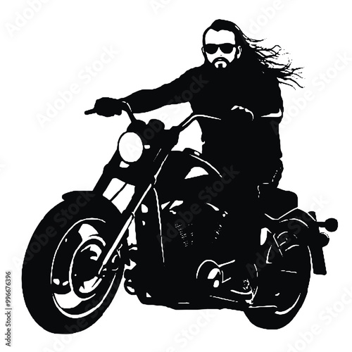 Custom Chopper Biker Silhouette – Transparent Background Vector Logo for Tattoos and Icons