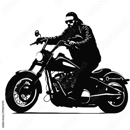 Custom Chopper Biker Silhouette – Transparent Background Vector Logo for Tattoos and Icons photo