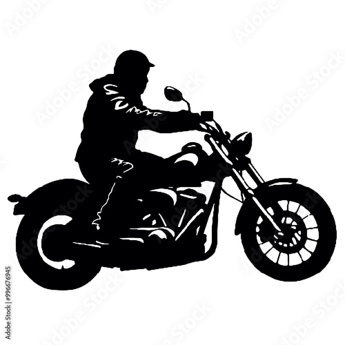 Custom Chopper Biker Silhouette – Transparent Background Vector Logo for Tattoos and Icons