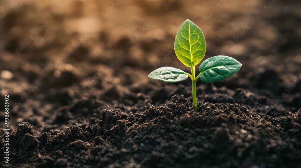 Close up of a small green seedling emerging from rich soil symbolizing eco friendly business practices and environmental sustainability Close up of a small green seedling emerging from rich soil symbolizing eco friendly business practices and environmental sustainability