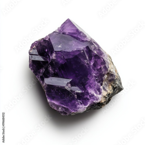 Amethyst: Purple Quartz Gem Isolated on White