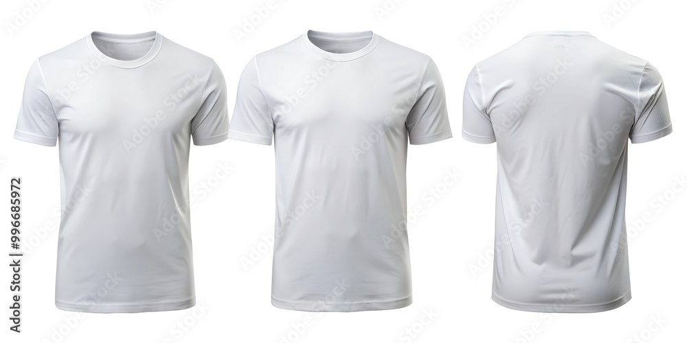 Versatile White T-Shirt Mockup – Front, Side & Back Versatile White T-Shirt Mockup – Front, Side & Back