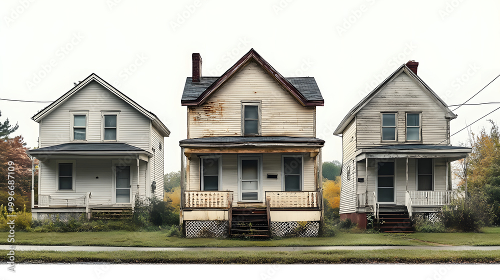 An old American single-family house, poor conditions, isolated An old American single-family house, poor conditions, isolated