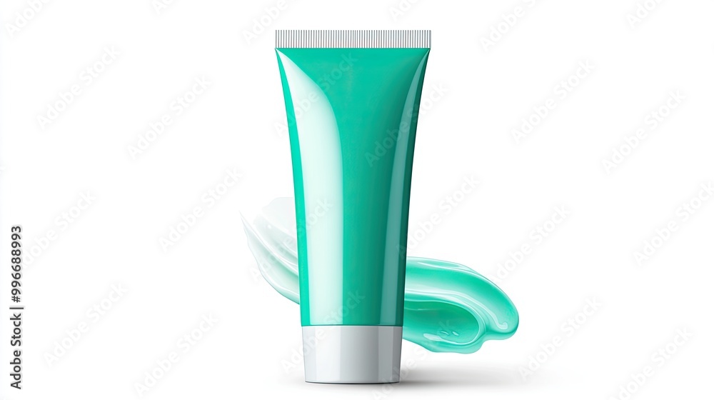 Stylish cosmetic tube with a teal design, ideal for skincare or beauty products. Perfect for promotional and advertising use. Stylish cosmetic tube with a teal design, ideal for skincare or beauty products. Perfect for promotional and advertising use.