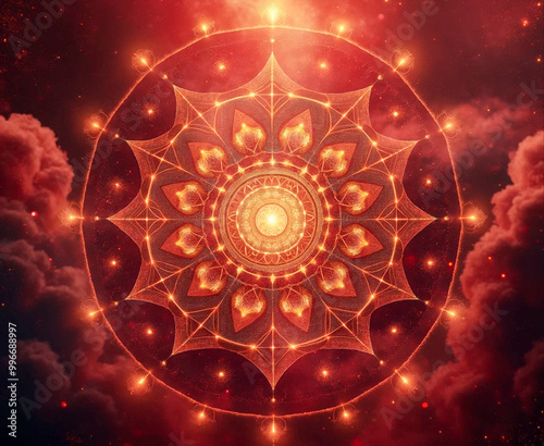 Red Mandala Background Root Chakra Illustration - AI generated