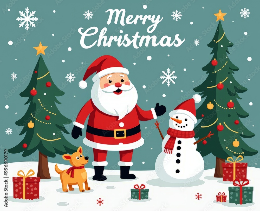 illustration of seamless Christmas patterns, Santa Claus, Christmas tree, snowman, gifts illustration of seamless Christmas patterns, Santa Claus, Christmas tree, snowman, gifts
