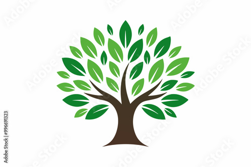 Standard Tree Logo with Leaves, Vector Illustration, Nature-Inspired Tree Design, Minimalistic Tree Icon