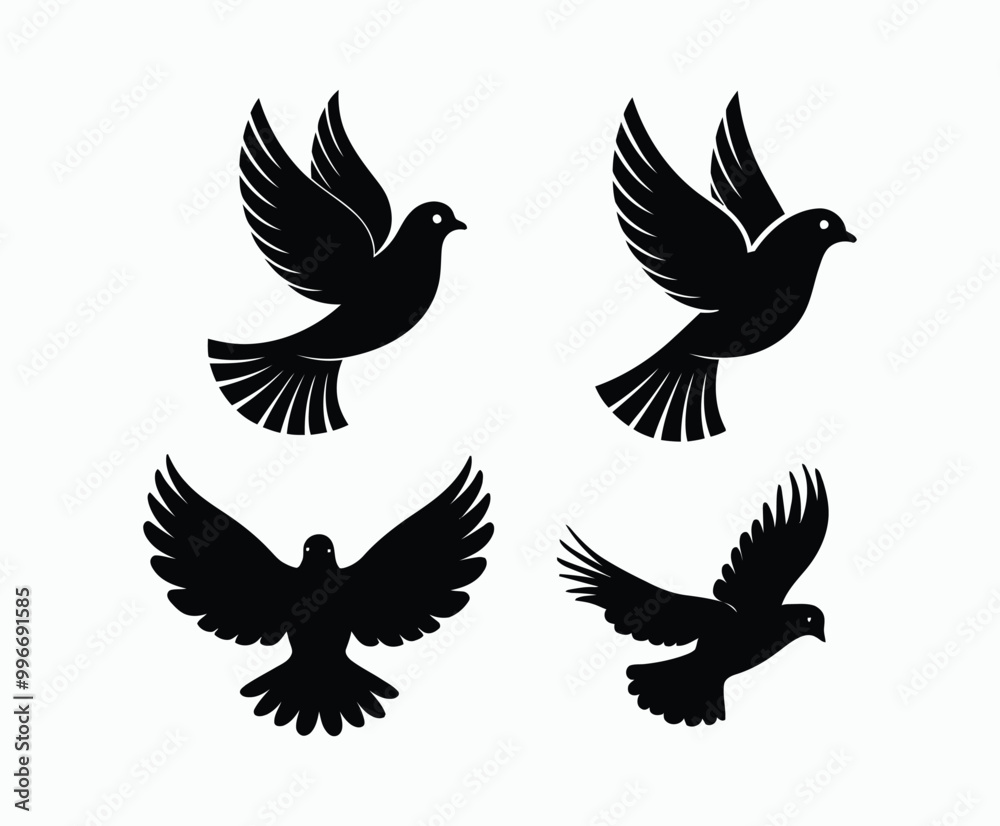 Obraz premium Dove silhouette EPS vector isolated illustration template on a white background