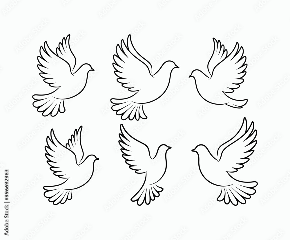 Obraz premium Dove silhouette EPS vector isolated illustration template on a white background
