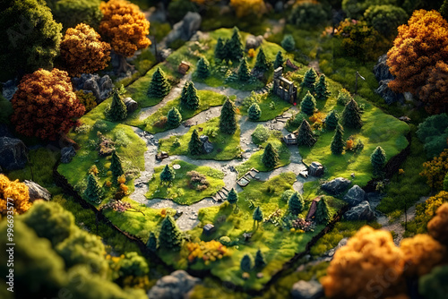 Wallpaper Mural Forest Map. Medieval Style Game Board with Colorful Tree Landscape Background Torontodigital.ca