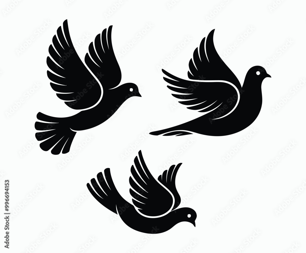 Obraz premium Dove silhouette EPS vector isolated illustration template on a white background