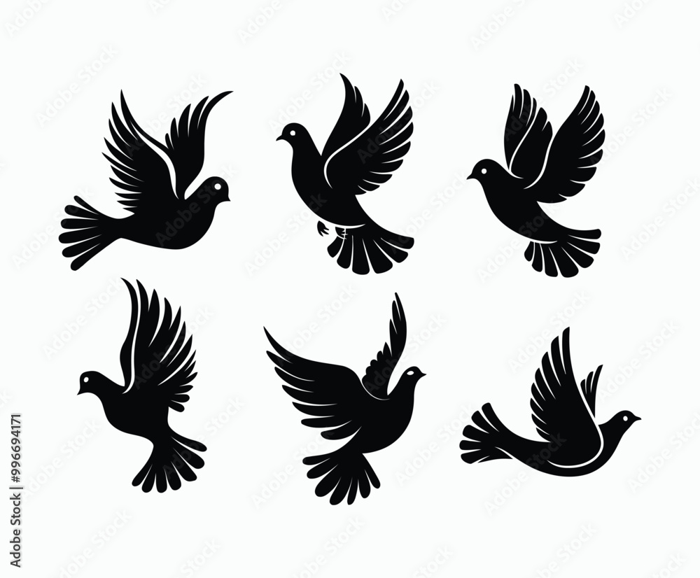 Fototapeta premium Dove silhouette EPS vector isolated illustration template on a white background