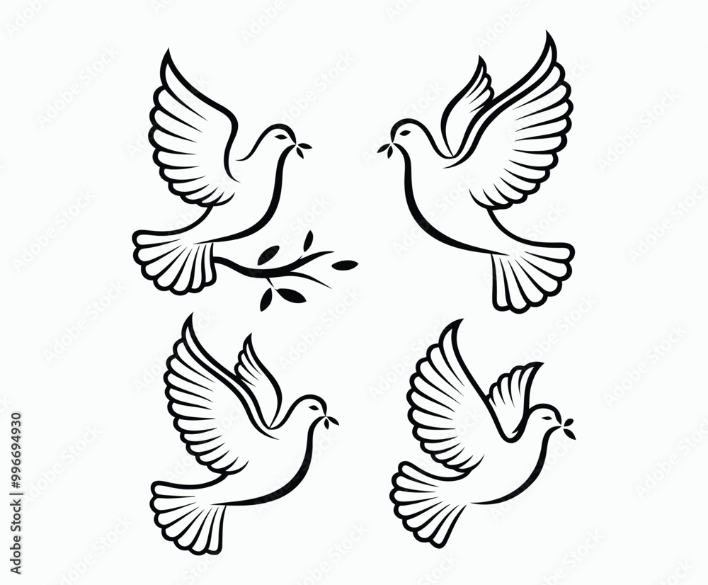 Obraz premium Dove silhouette EPS vector isolated illustration template on a white background