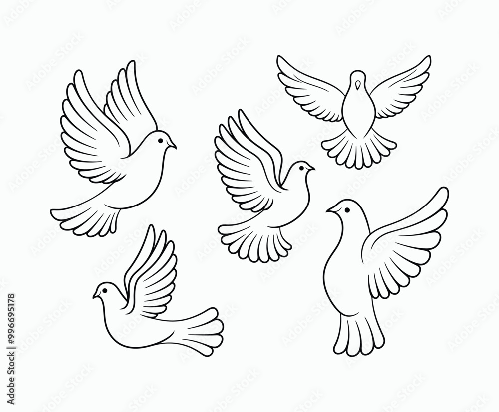 Obraz premium Dove silhouette EPS vector isolated illustration template on a white background