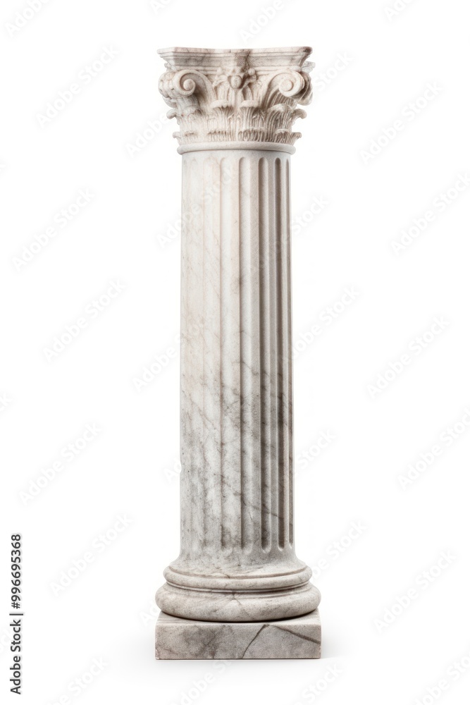 Roman pillar architecture column white background.