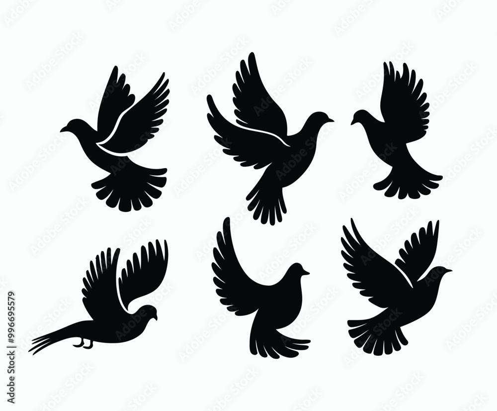 Obraz premium Dove silhouette EPS vector isolated illustration template on a white background