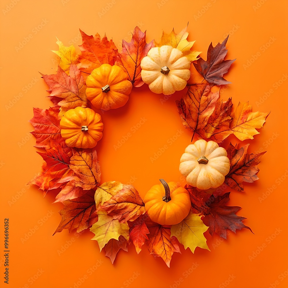 autumn background with pumpkin and yellow leaves autumn background with pumpkin and yellow leaves