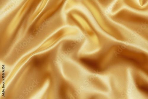 A close-up shot of luxurious golden silk fabric with smooth folds creating a soft and elegant texture.