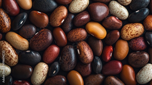 Close-up of Assorted Dried Beans with Varied Colors and Textures, Capturing the Essence of Culinary Ingredience