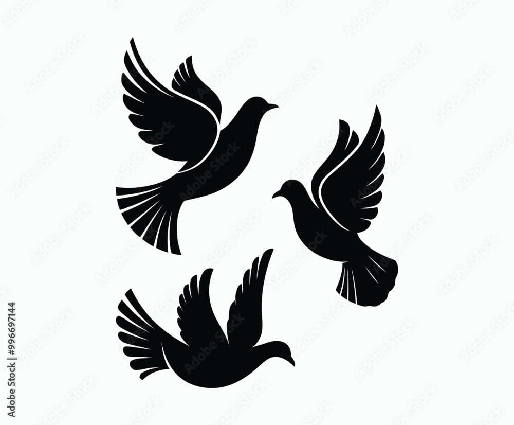 Fototapeta premium Dove silhouette EPS vector isolated illustration template on a white background