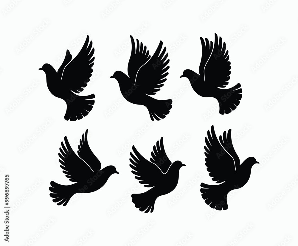 Obraz premium Dove silhouette EPS vector isolated illustration template on a white background