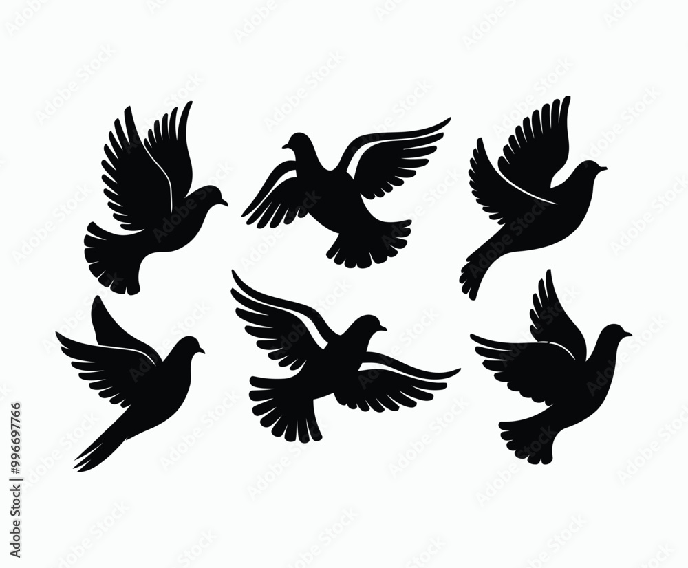 Fototapeta premium Dove silhouette EPS vector isolated illustration template on a white background