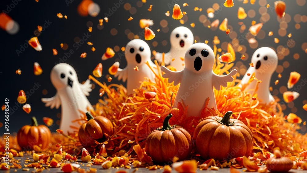 Colorful confetti as abstract party wallpaper background header, Paper cut art, Halloween atmosphere