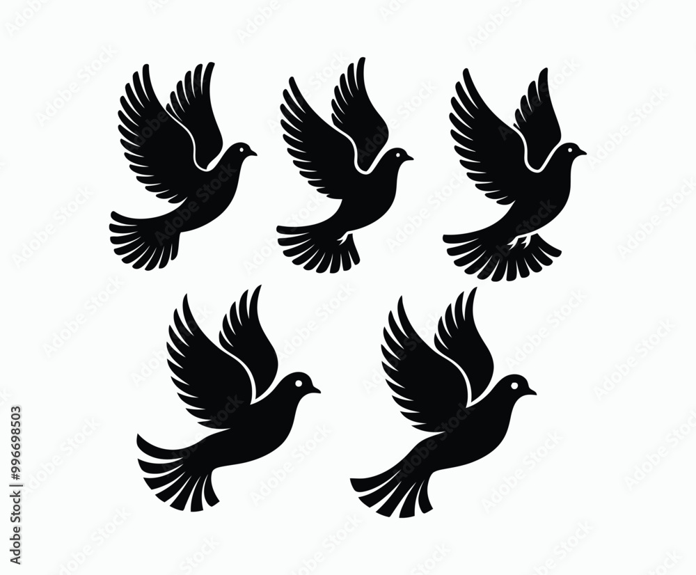 Obraz premium Dove silhouette EPS vector isolated illustration template on a white background