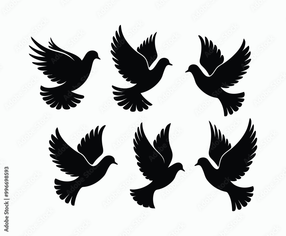 Fototapeta premium Dove silhouette EPS vector isolated illustration template on a white background