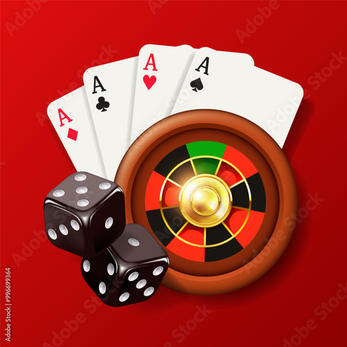 Casino composition. Casino web banner. Vector illustration.