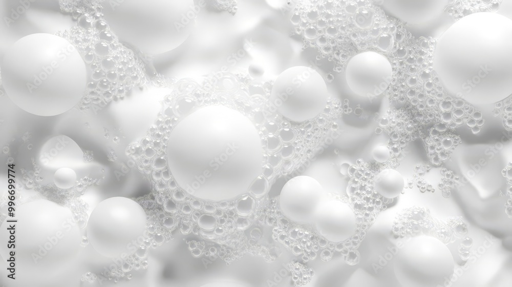 Close-up of white soap bubbles forming a textured, abstract pattern. Ideal for backgrounds and hygiene-related concepts. Close-up of white soap bubbles forming a textured, abstract pattern. Ideal for backgrounds and hygiene-related concepts.
