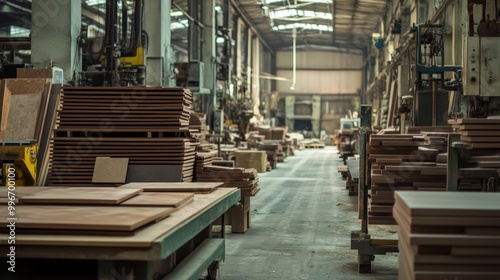 Stacks of ceramic tiles in a manufacturing facility, showcasing the production process from raw materials to finished products.