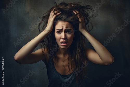 Distressed portrait adult photo.