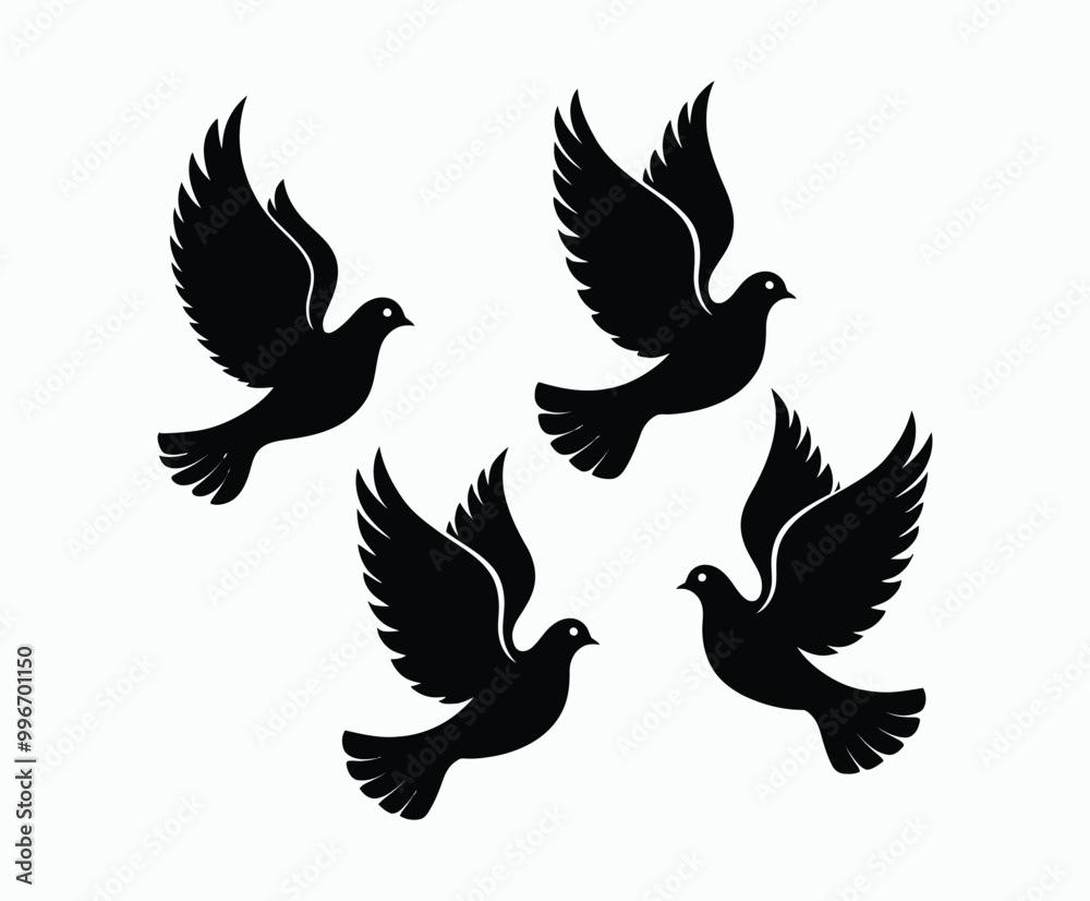 Fototapeta premium Dove silhouette EPS vector isolated illustration template on a white background