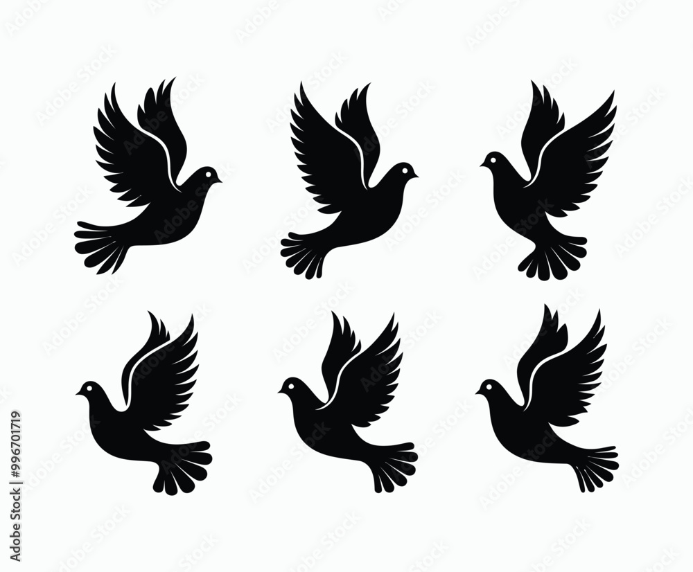 Fototapeta premium Dove silhouette EPS vector isolated illustration template on a white background