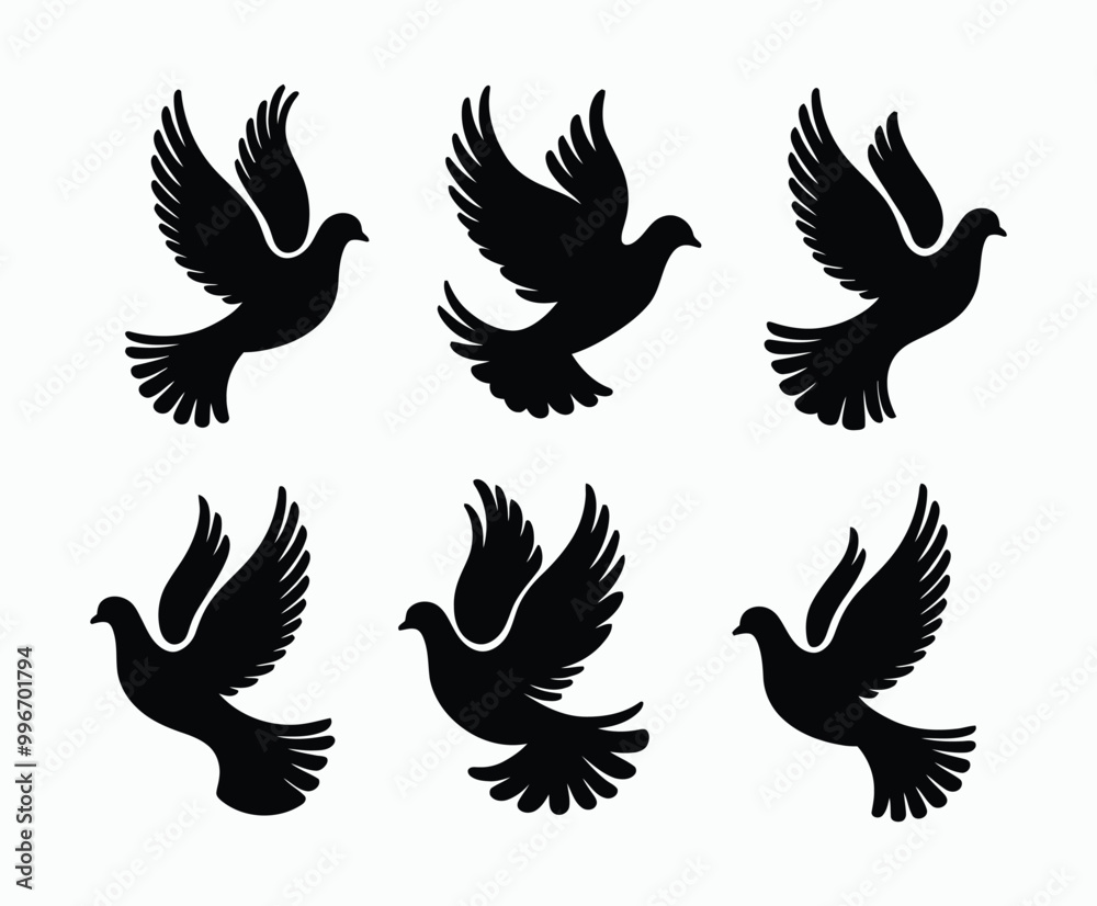 Fototapeta premium Dove silhouette EPS vector isolated illustration template on a white background